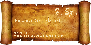 Hegyesi Szilárd névjegykártya